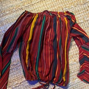 striped off the shoulder top